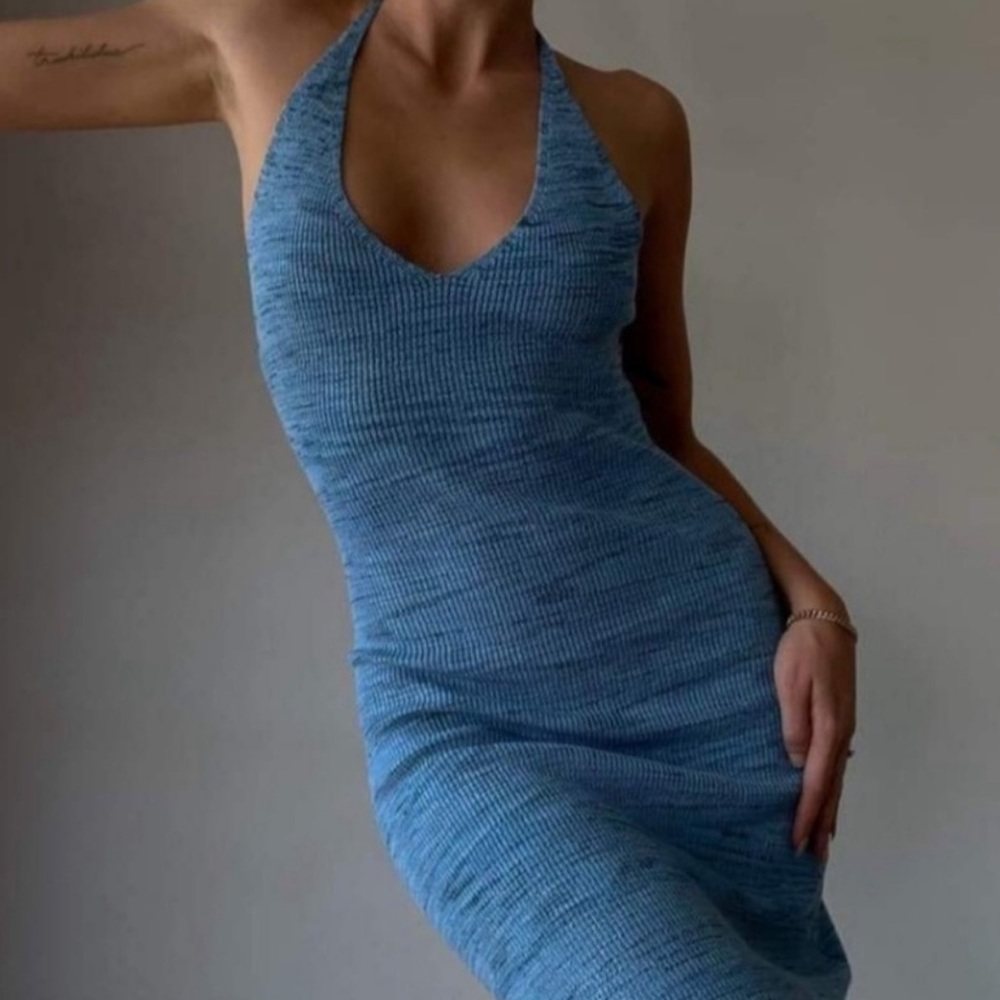 Rumours Riptide Blue Knit Halter dress